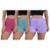 Kit 3 Shorts PMC Canelado Feminino - Roxo+Rosa