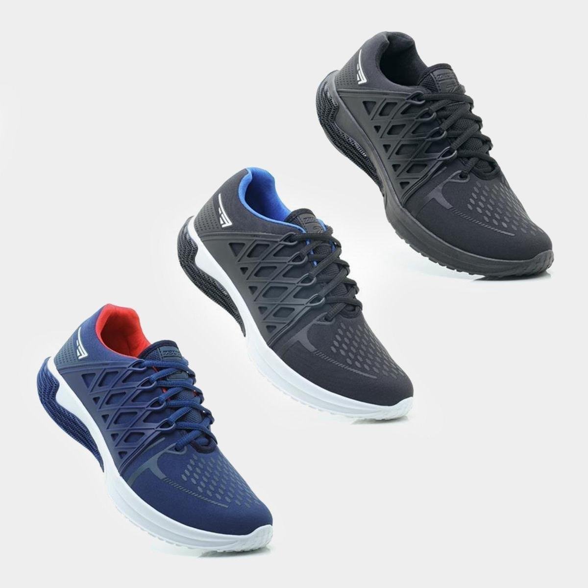 Kit 3 Tênis Esportivo Masculino Cadarço Academia Fitness Menor preço em Kit 3 Tênis Esportivo Masculino Cadarço Academia Fitness