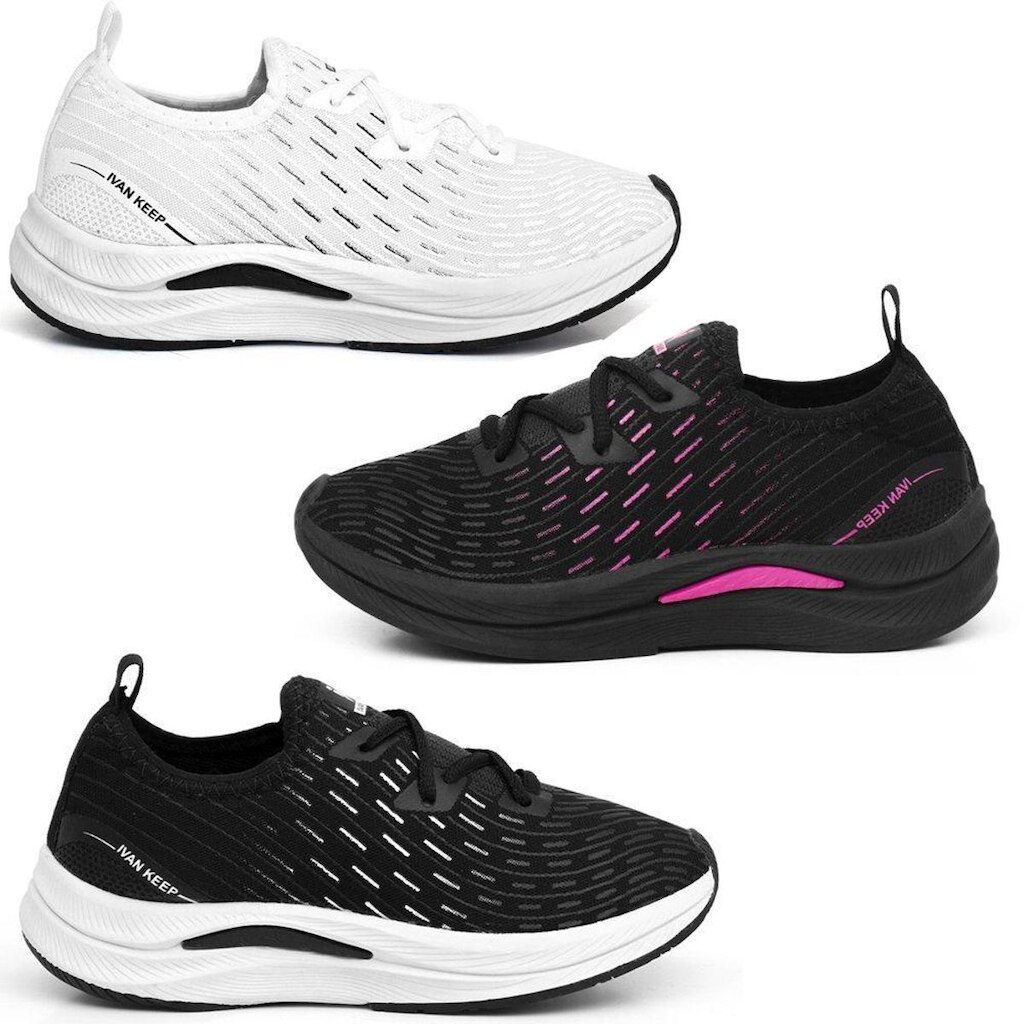 Kit 3 Tênis Feminino Caminhada Leve Confortável Ortopédico