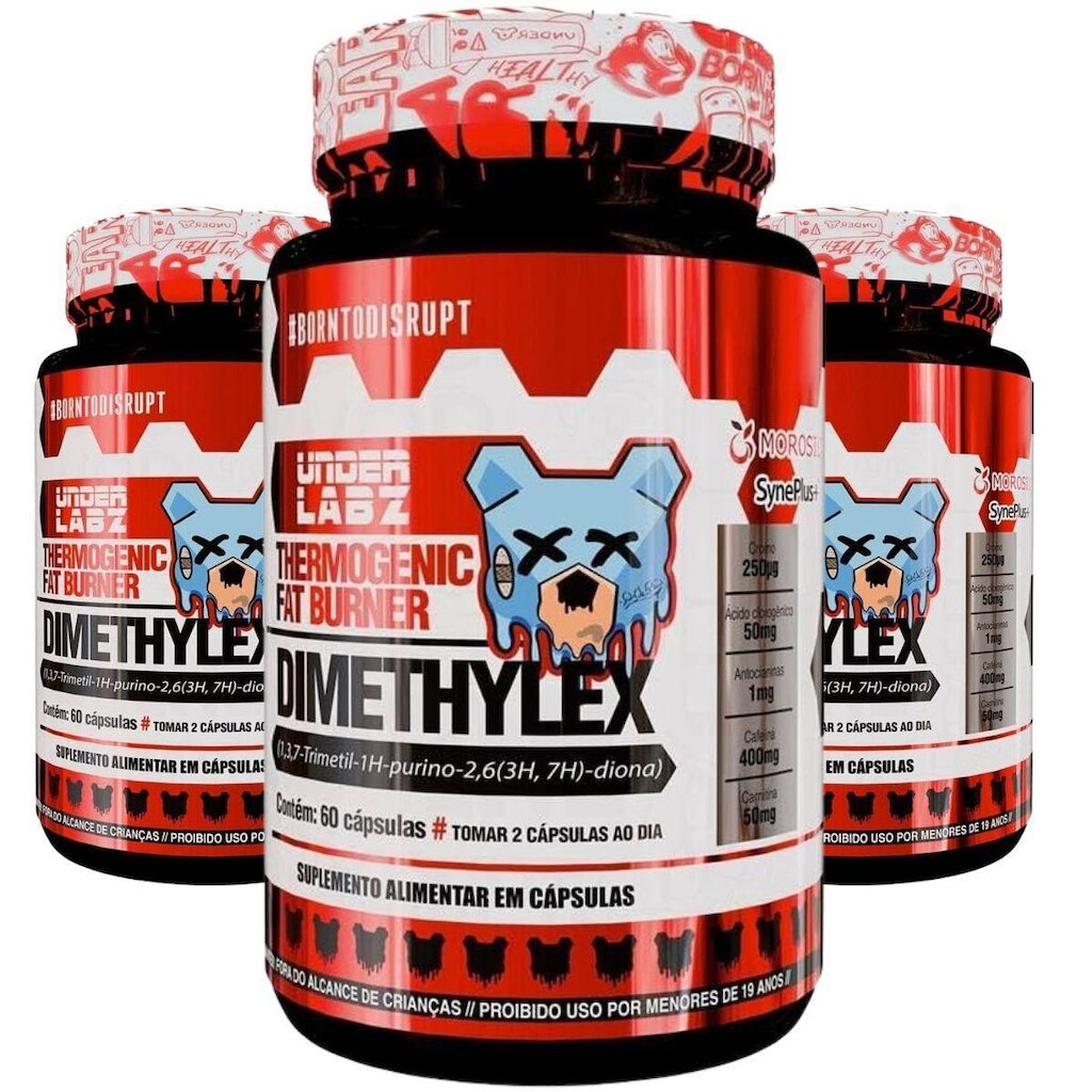 Kit 3 Termogênico Dimethylex Under Labz Emagrecimento 60caps