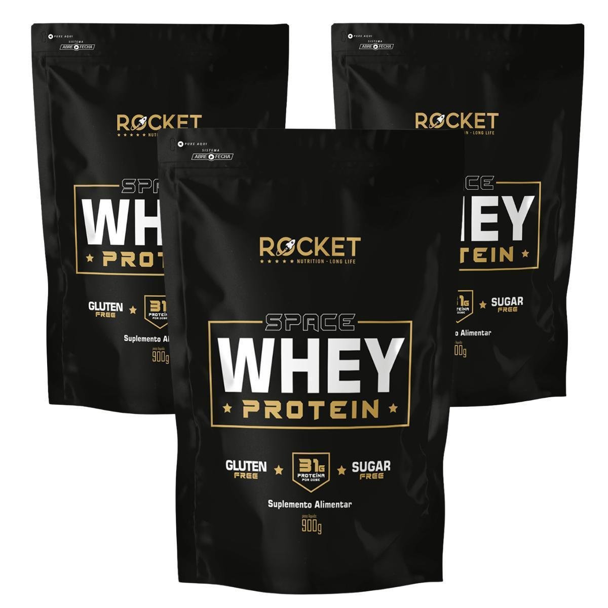 Kit 3 Whey Protein Academia Ganho De Massa Space Rocket