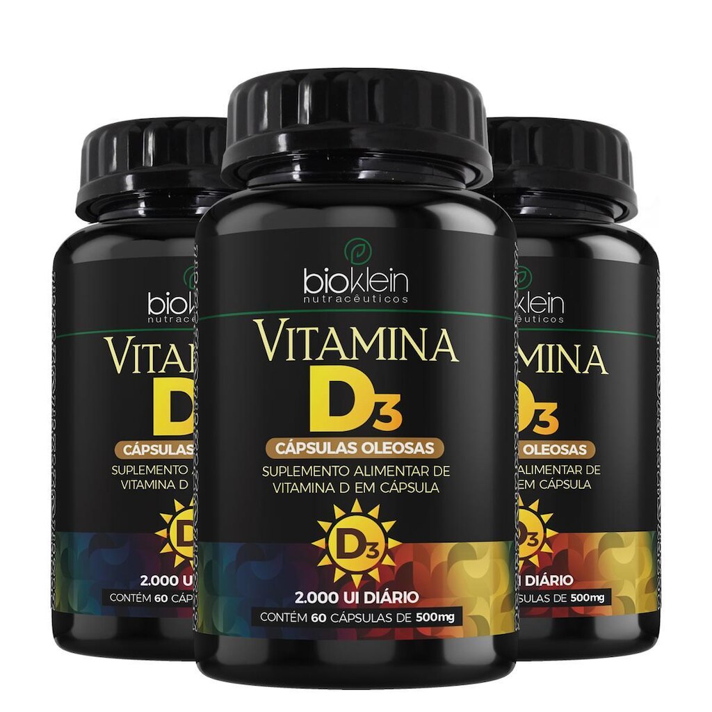 Kit 3un Vitamina D3 2000ui 60 Softgels Bioklein
