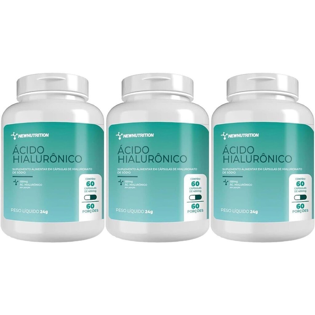 Kit 3X Ácido Hialurônico 150mg - 60 Cápsulas - NewNutrition