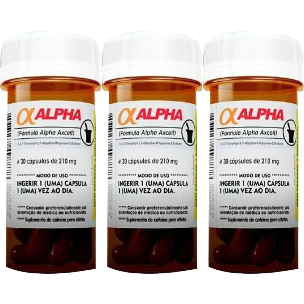 Kit 3X Alpha Axcell Cafeina - 30 Cápsulas - Power Supplements