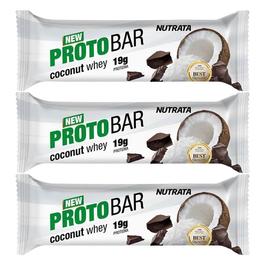 Kit 3X Barra Protobar Whey - 1 Unidade 70g Coconut - Nutrata