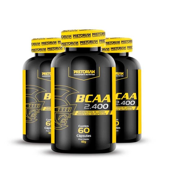 Kit 3x BCAA 2400 60 caps - Pretorian Menor preço em Kit 3x BCAA 2400 60 caps - Pretorian