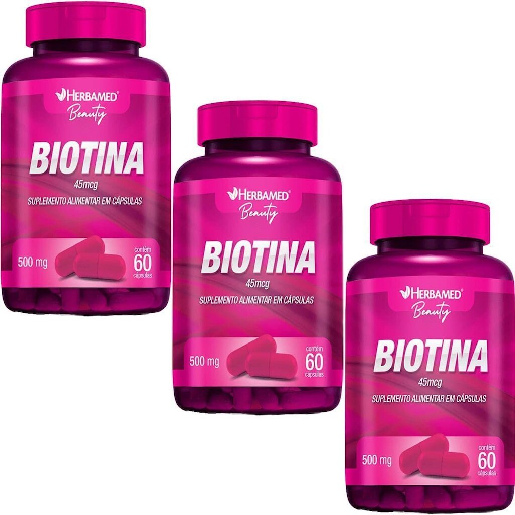 Kit 3X Biotina 45mcg - 60 Cápsulas - Herbamed