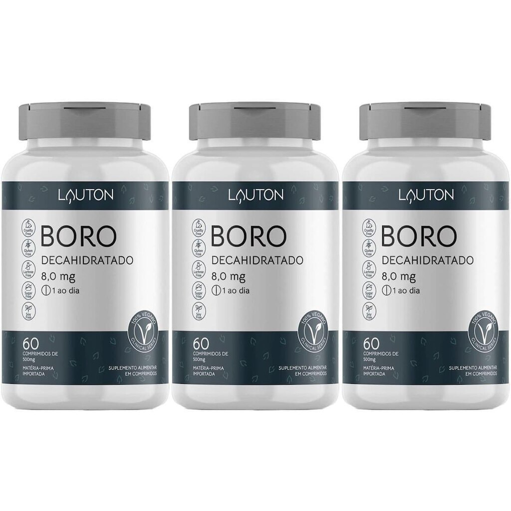 Kit 3X Boro Decahidratado - 60 Comprimidos - Lauton Nutrition