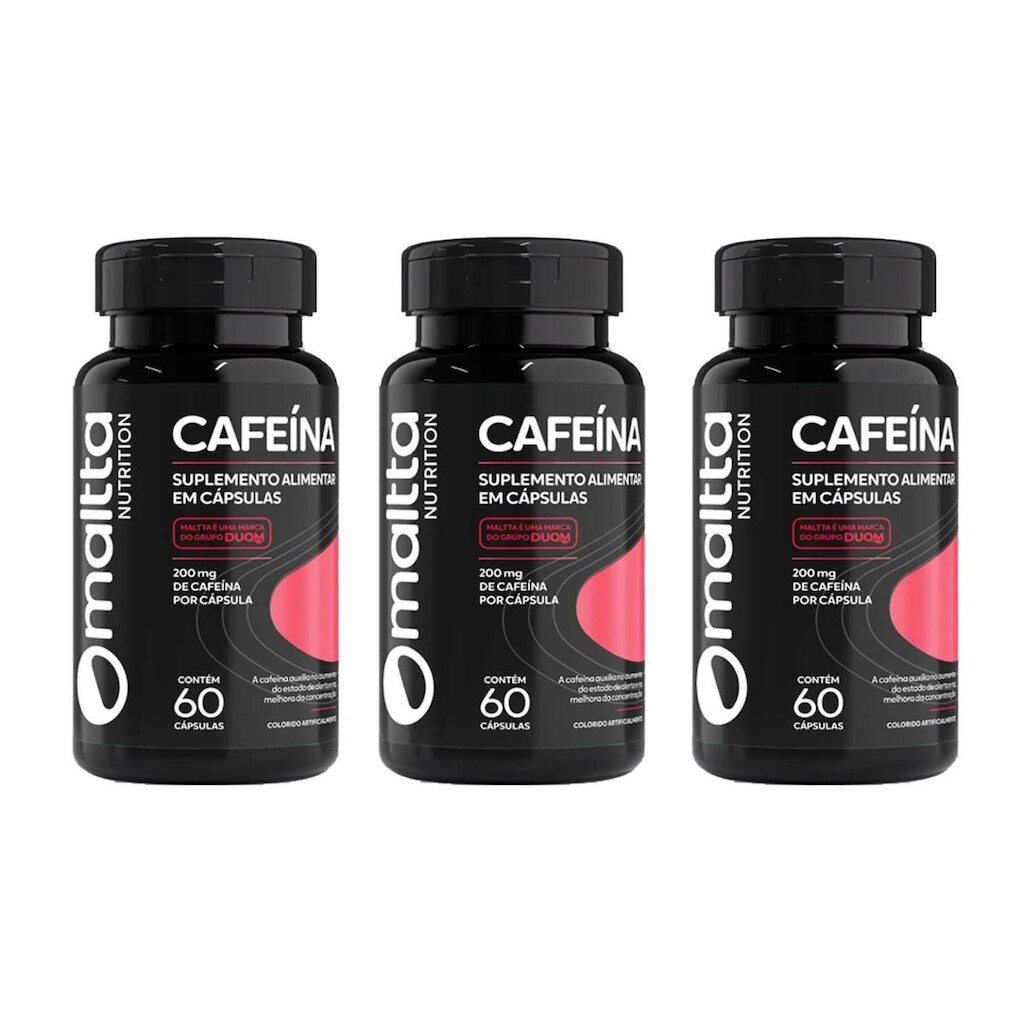 Kit 3x Cafeína 200mg 3x60 Cápsulas Maltta