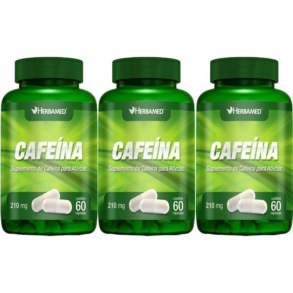 Kit 3X Cafeina 210mg 60 Cápsulas - Herbamed