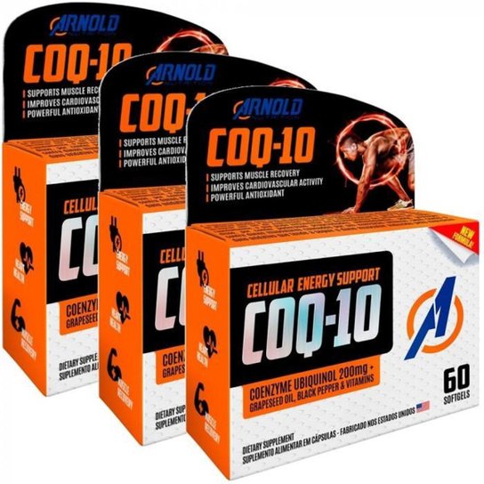 Kit 3x Coenzima CoQ10 Ubiquinol 200mg 60 Softgels Arnold Nutrition - Natural. Menor preço em Kit 3x Coenzima CoQ10 Ubiquinol 200mg 60 Softgels Arnold Nutrition - Natural.