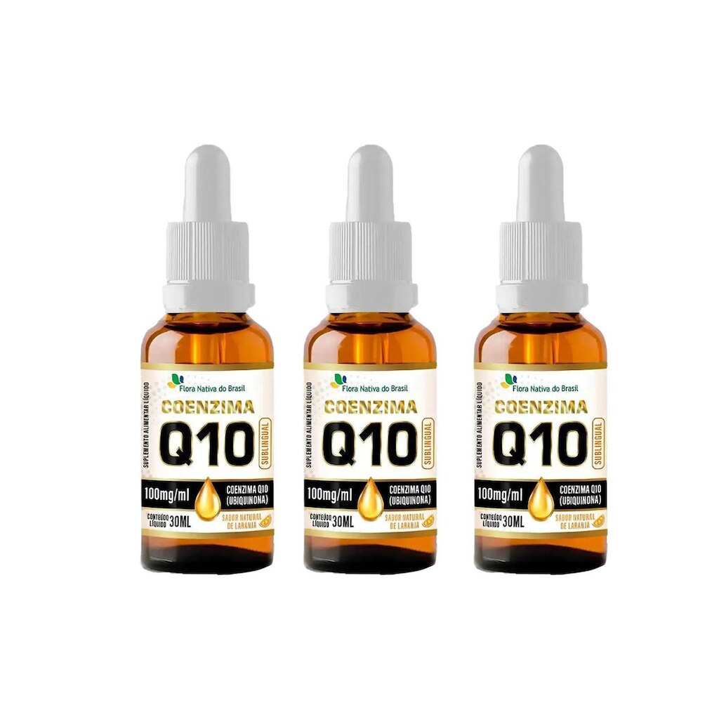 Kit 3x Coenzima Q10 100mg gotas Laranja 3x30ml Flora Nativa