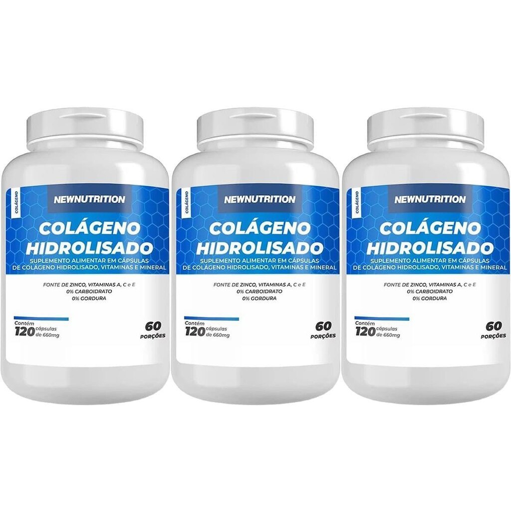 Kit 3X Colágeno Hidrolisado - 120 Cápsulas - NewNutrition