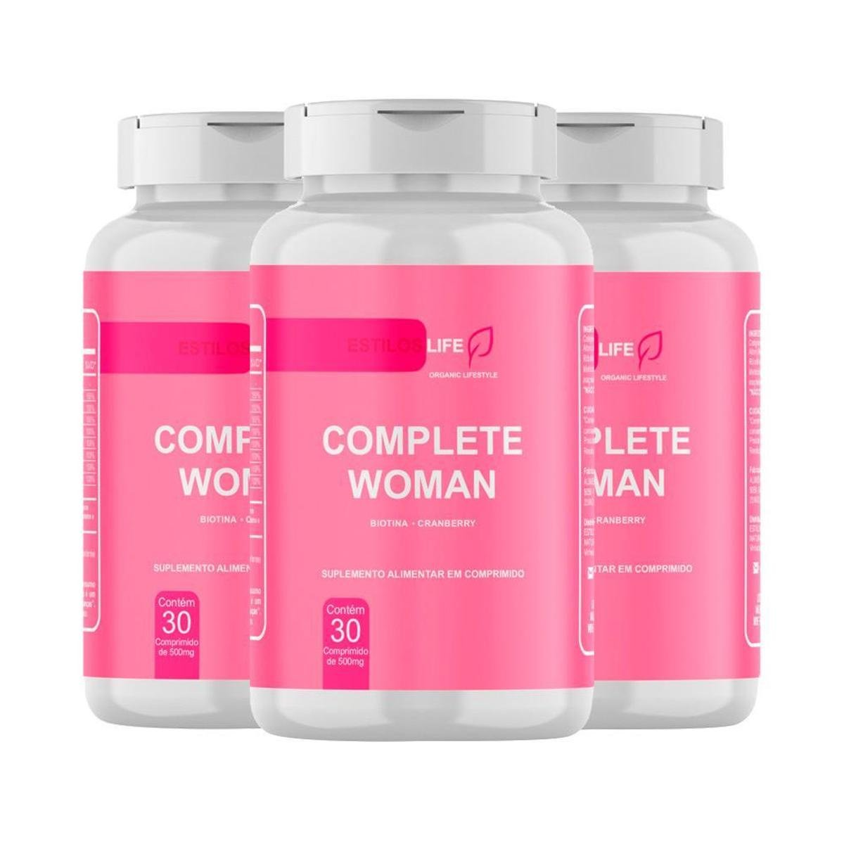 Kit 3x Complete Woman Vitamina para mulher 60 cáps - Estilos - Rosa ...