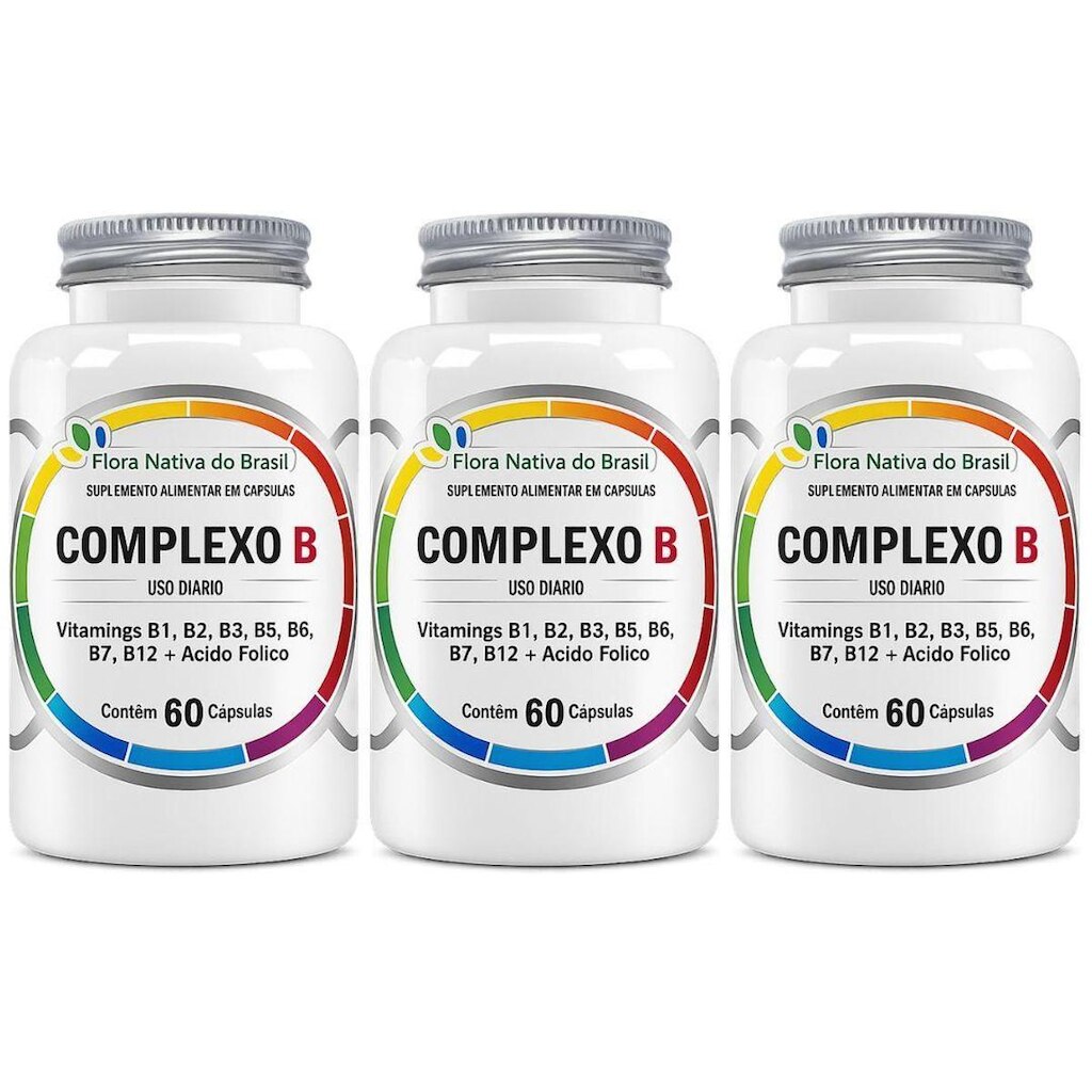 Kit 3x Complexo B (Vitamina B1 A B12+) 500mg 60 Cápsulas Flora Nativa