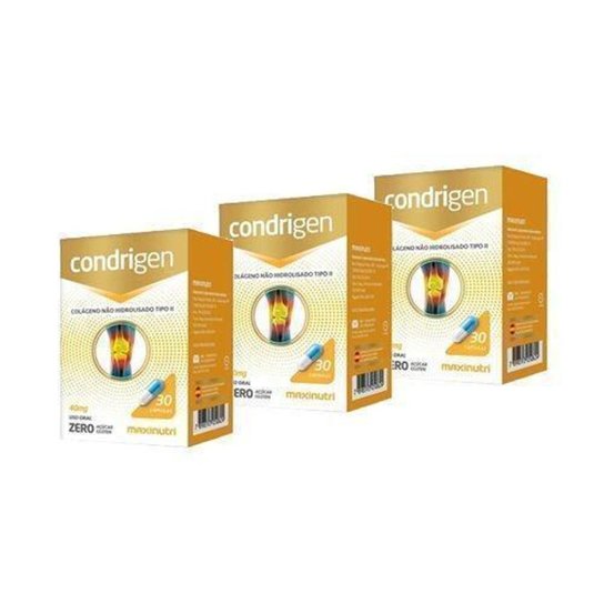 Kit 3x Condrigen 40mg Colágeno Tipo II 30 Cápsulas Maxinutri Menor preço em Kit 3x Condrigen 40mg Colágeno Tipo II 30 Cápsulas Maxinutri