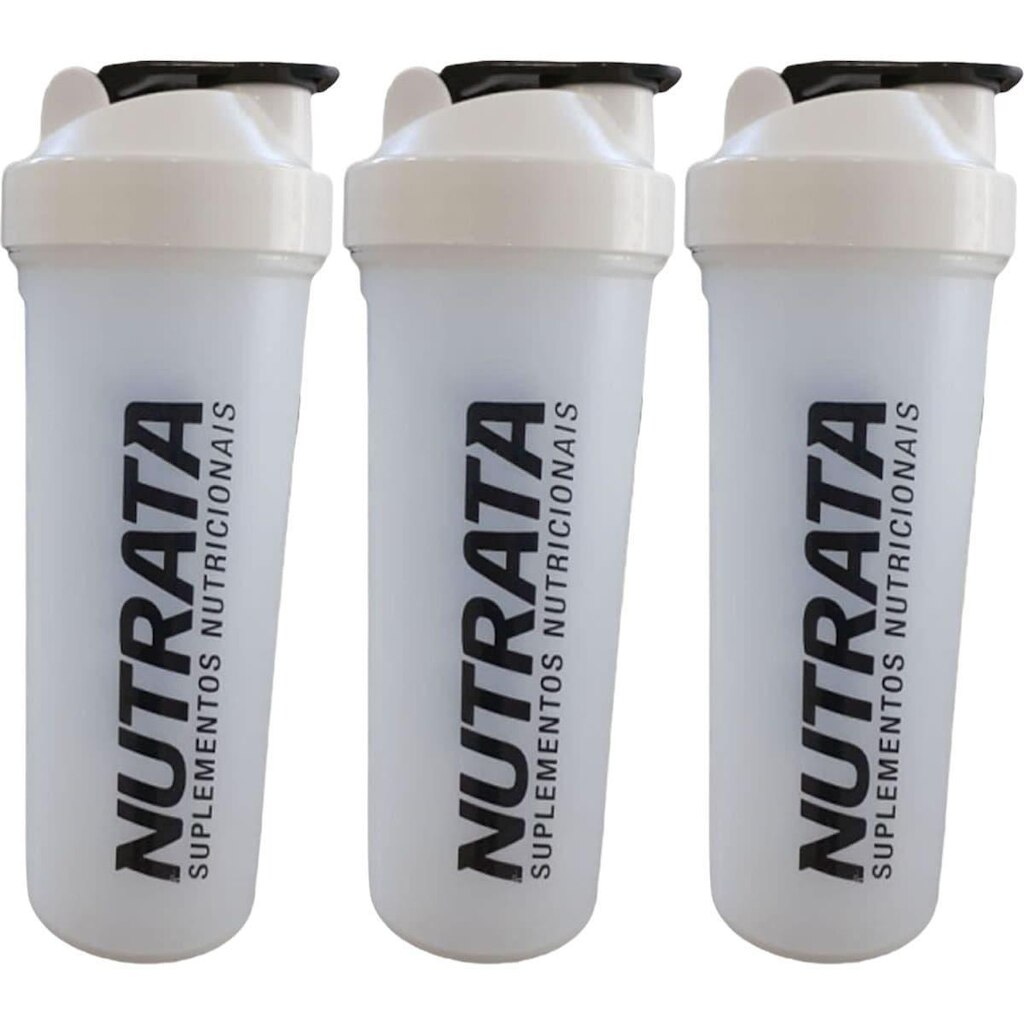 Kit 3X Coqueteleira - 600ml Transparente - Nutrata