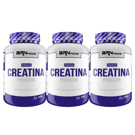 kit 3x Creatina foods 100% 100gr - BRNFOODS Menor preço em kit 3x Creatina foods 100% 100gr - BRNFOODS
