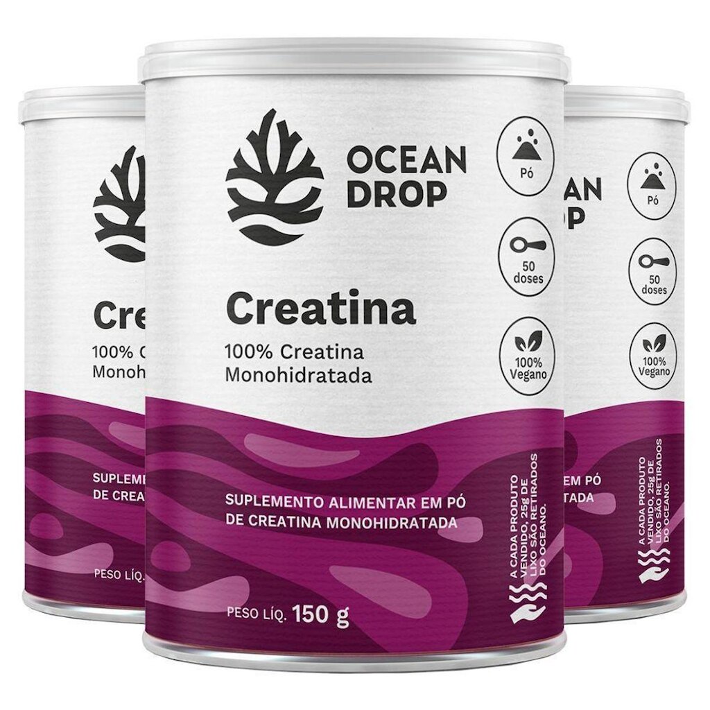 Kit 3x Creatina Monohidratada 520 Mg 180 Caps - Ocean Drop