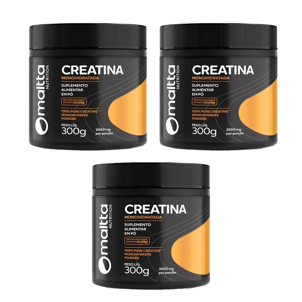 Kit 3x Creatina Monohidratada em pó Sem sabor 3x300g Maltta