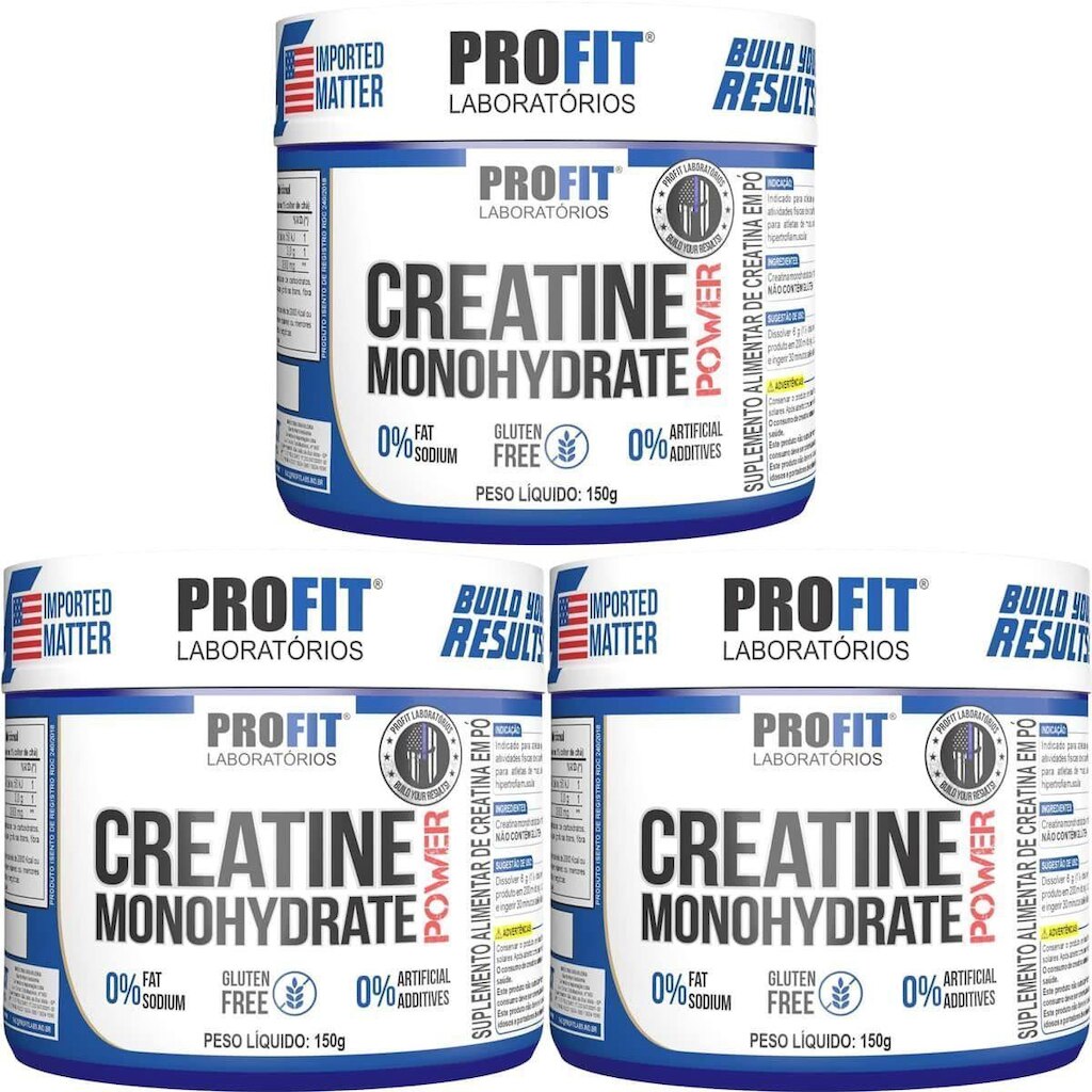 Kit 3X Creatine Monohydrate Power - 150g Sem Sabor - Profit