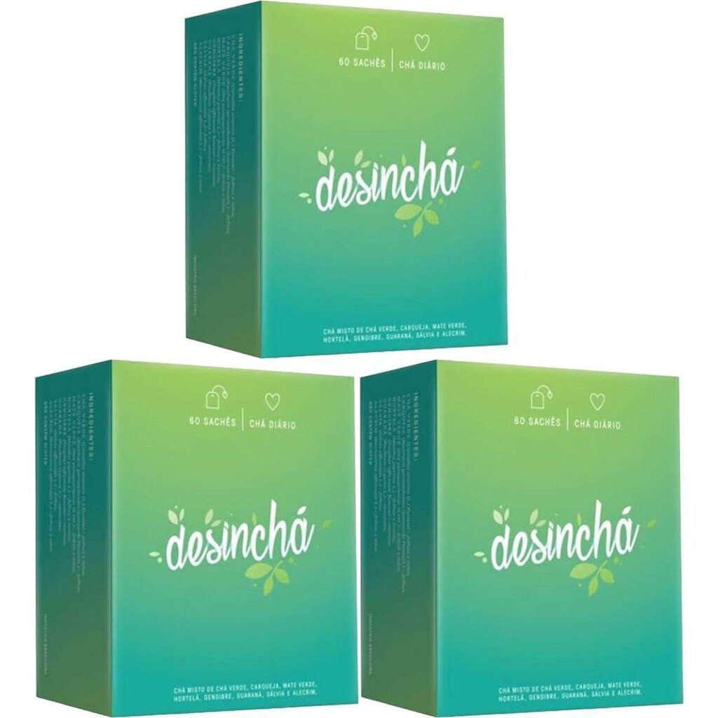 Kit 3X Desinchá - 60 Sachês - Desinchá