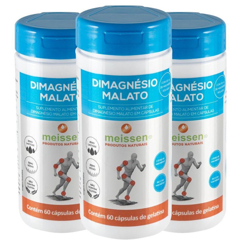 Kit 3x Dimagnesio Malato 60 Capsulas - Meissen