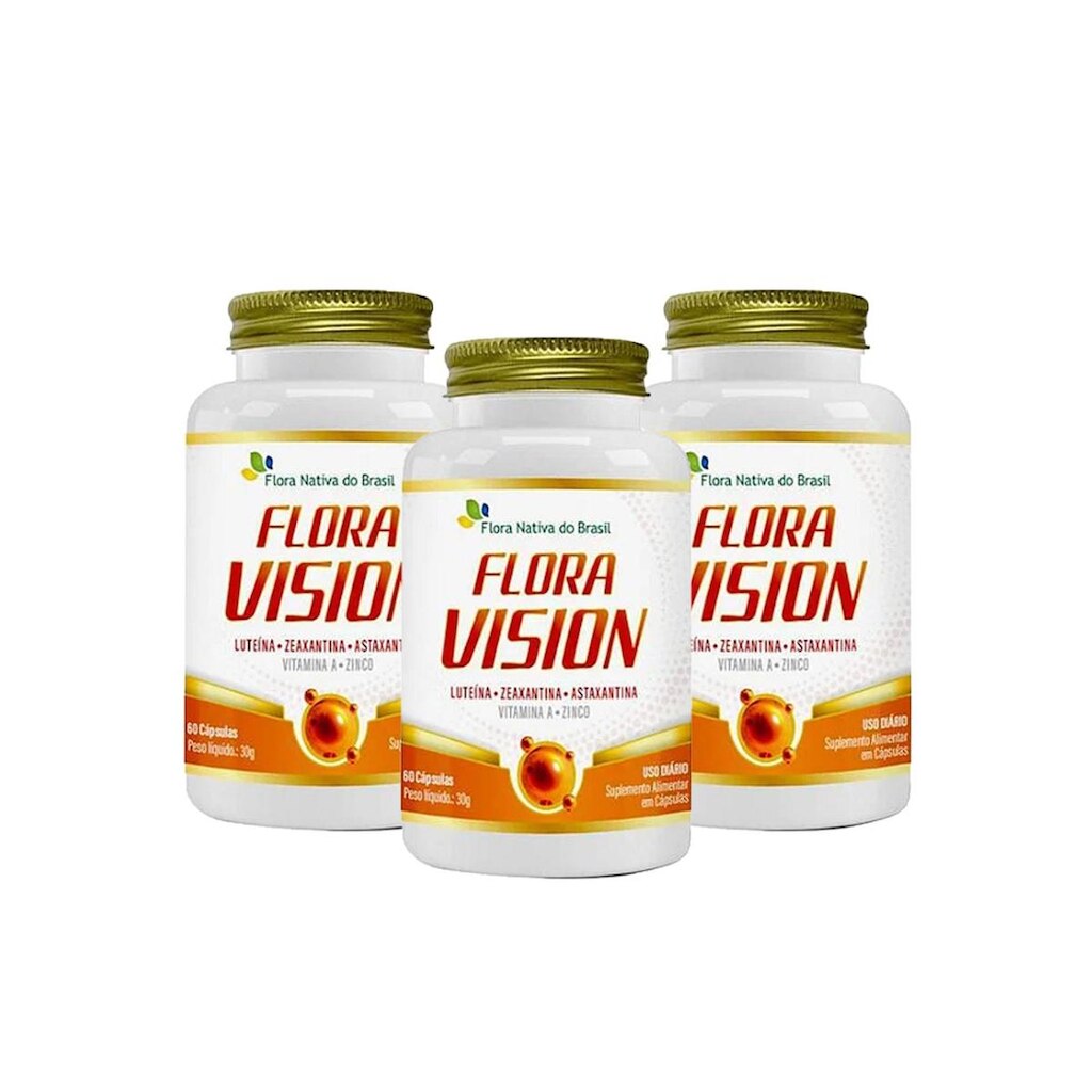 Kit 3x Flora Vision 500mg Luteina+ Vitamina A 3x60 cps Flora Nativa