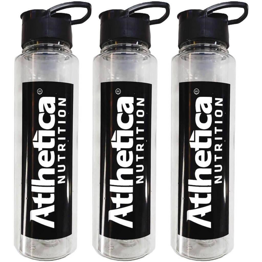 Kit 3X Garrafa Twist - 500ml Transparente e Preta - Atlhetica Nutrition