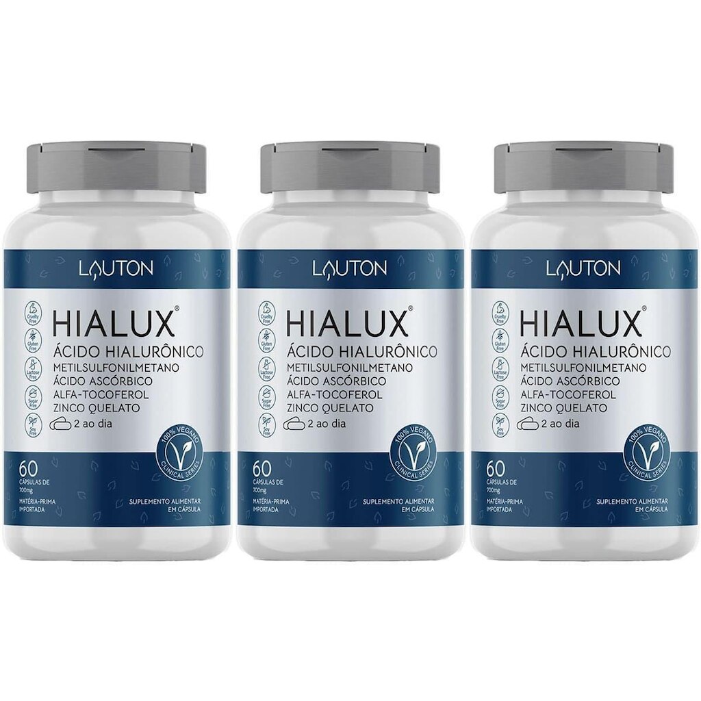 Kit 3X Hialux Ácido Hialurônico - 60 Cápsulas - Lauton Nutrition
