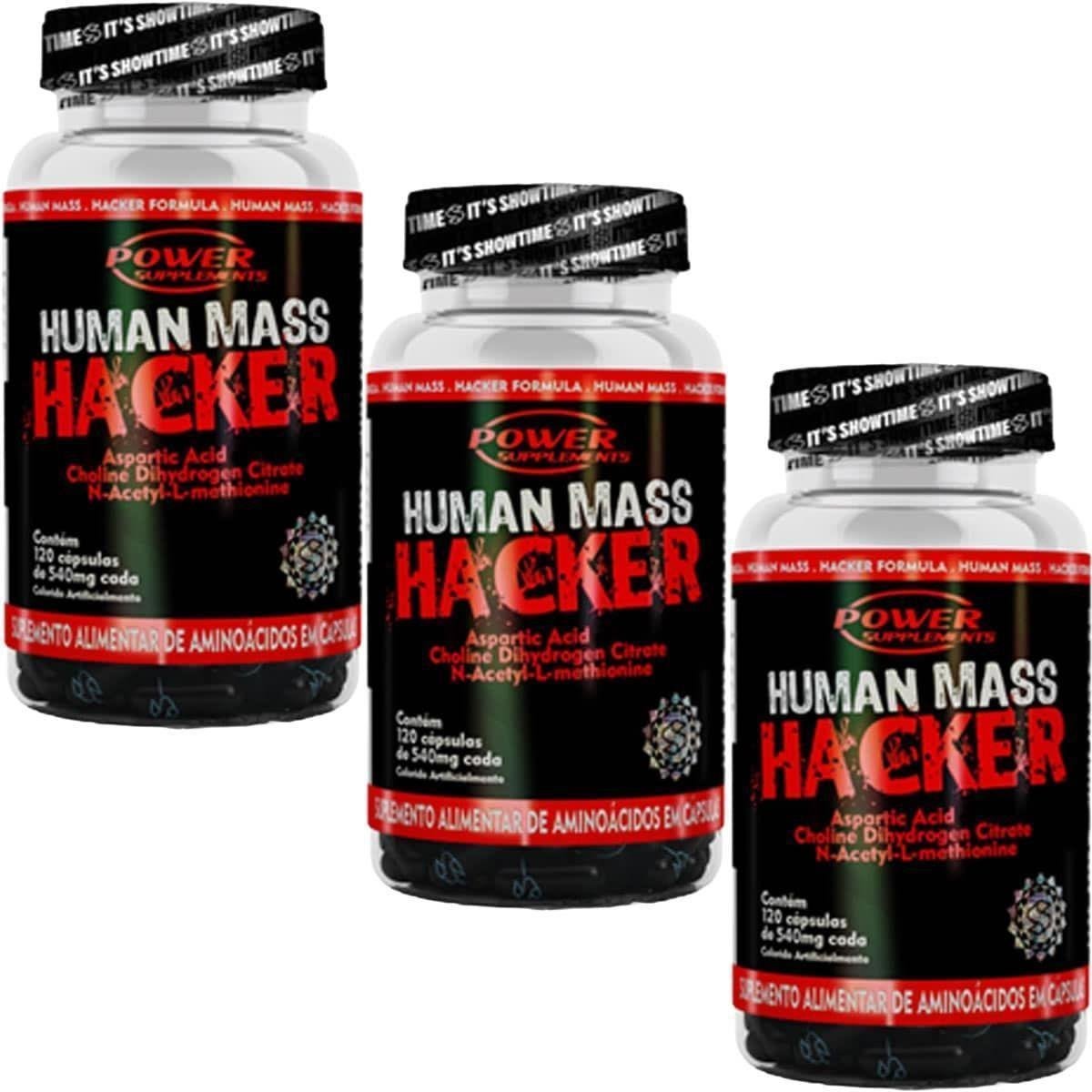 Kit 3X Human Mass Hacker 120 Cápsulas