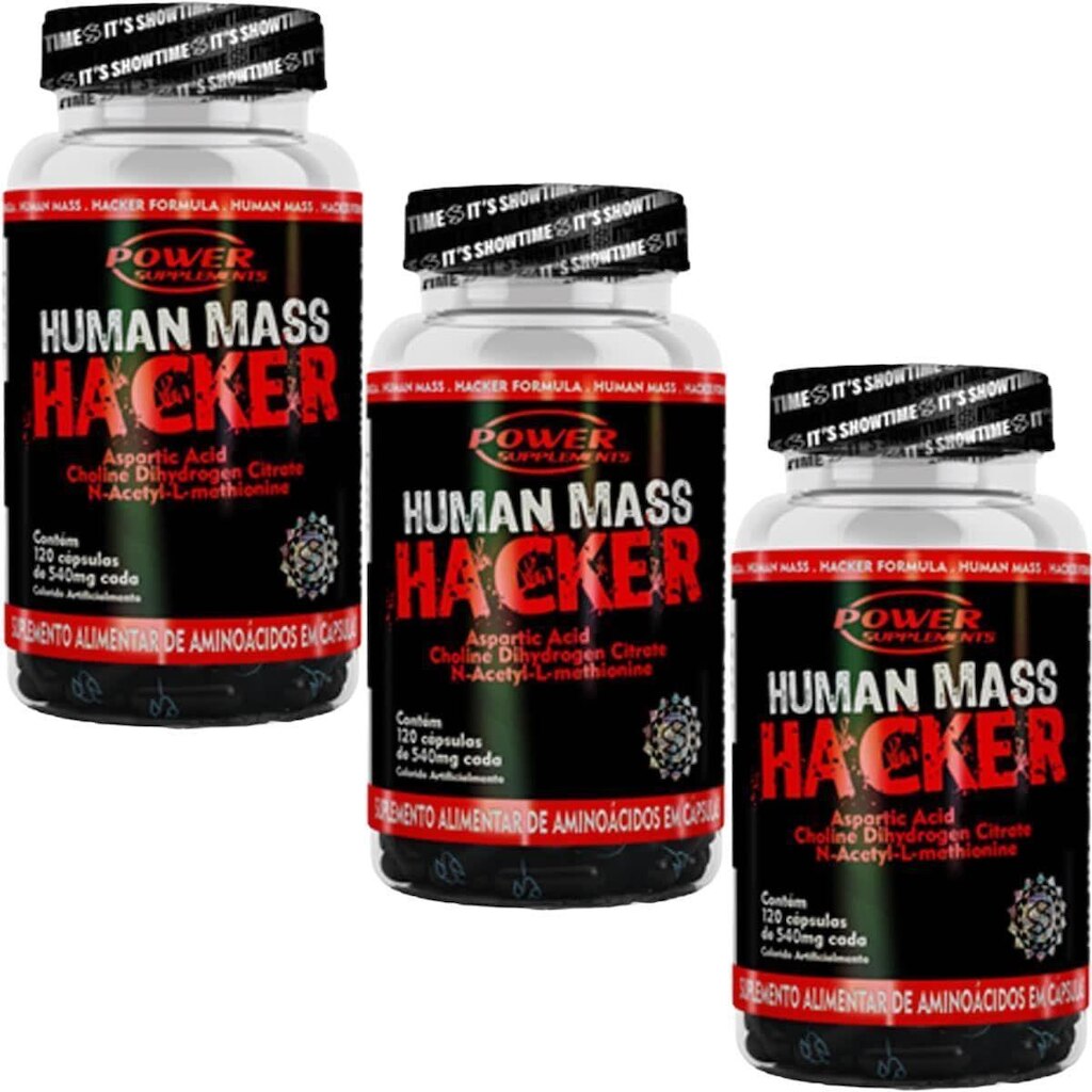 Kit 3X Human Mass Hacker - 120 Cápsulas - Power Supplements