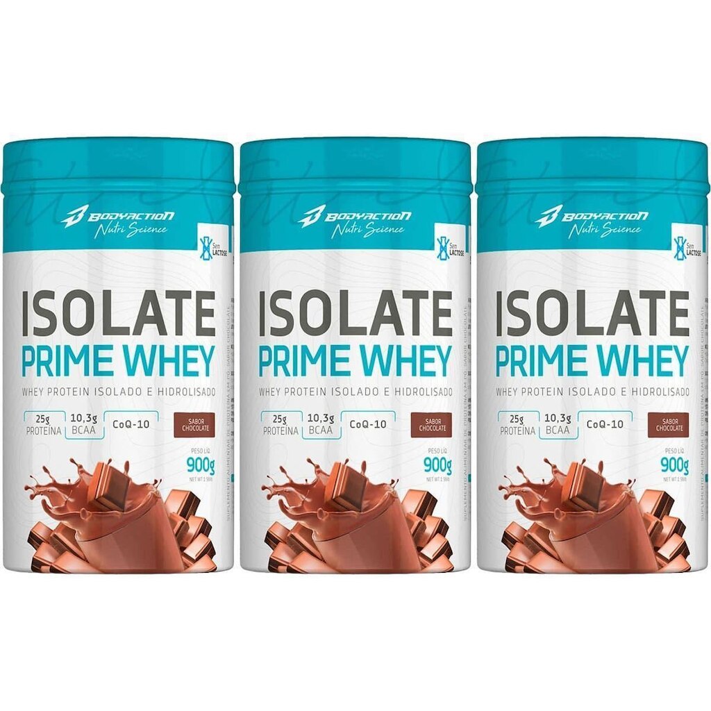 Kit 3X Isolate Prime Whey - 900g Chocolate - BodyAction