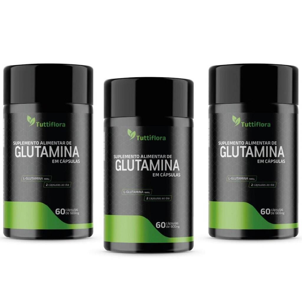 Kit 3x L-Glutamina 600mg 60 Cápsulas Tuttiflora