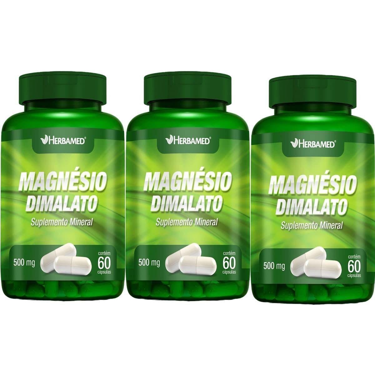Kit 3X Magnésio Dimalato - 60 Cápsulas - Herbamed