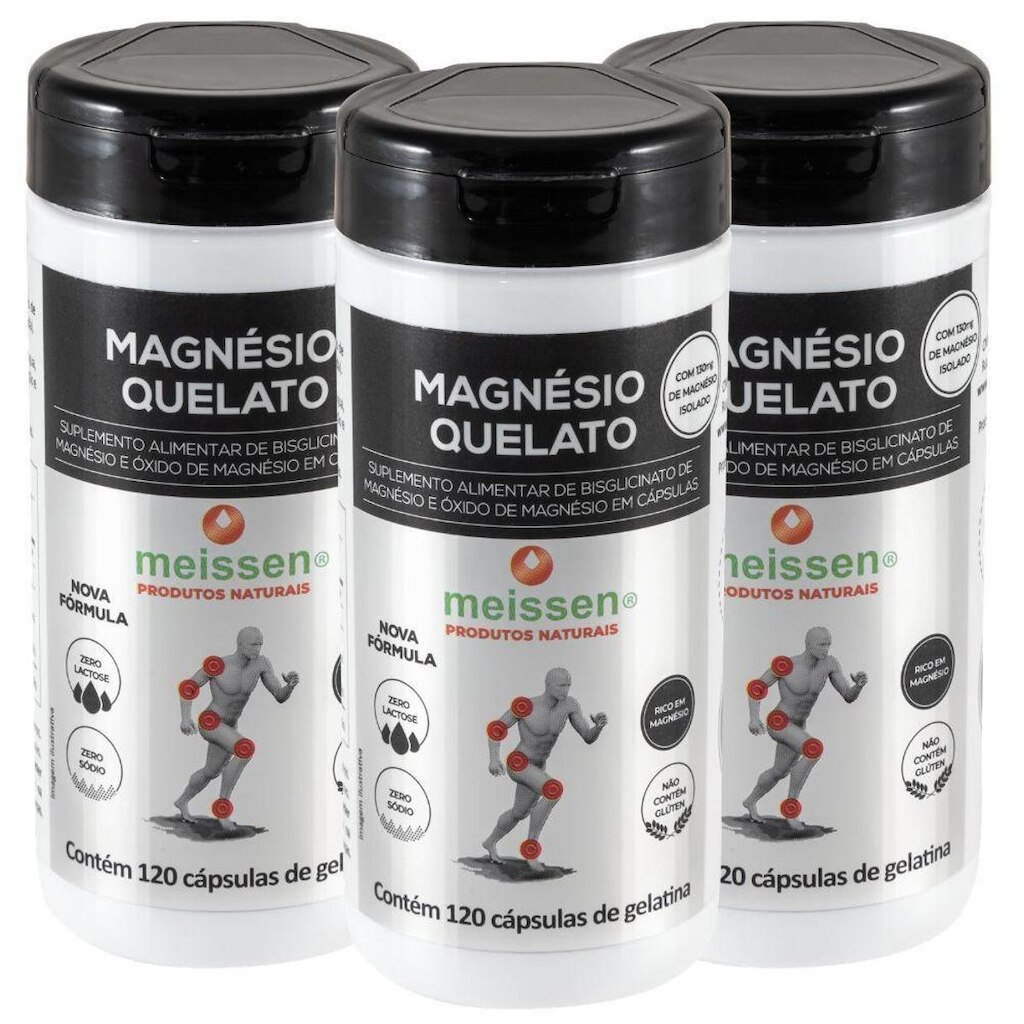 Kit 3x Magnesio Quelato 120 Capsulas - Meissen