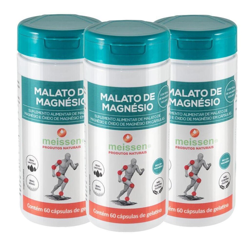 Kit 3x Malato Magnesio 60 Capsulas - Meissen