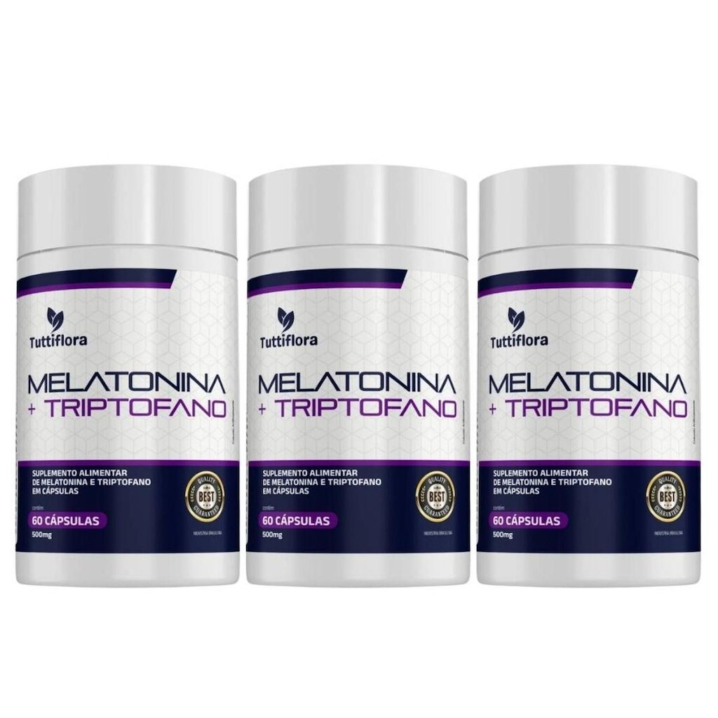 Kit 3x Melatonina + L-Triptofano 60 Cápsulas Tuttiflora