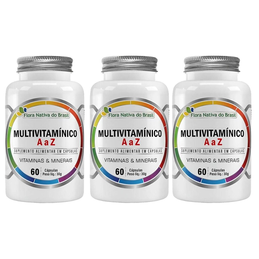 Kit 3x Multivitamínico A a Z 500mg 3x60 cps Flora Nativa