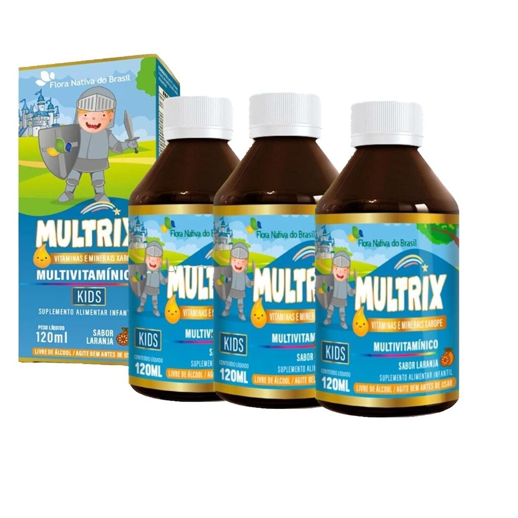 Kit 3x Multrix Infantil Vitaminas A Z 3x120ml Laranja Flora