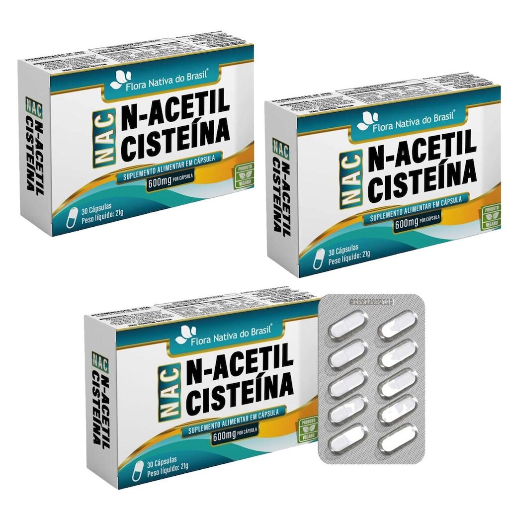 Kit 3x NAC N-Acetil Cisteína 600mg 3x30 cps Flora Nativa