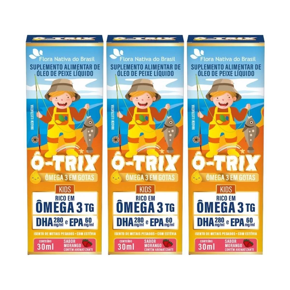 Kit 3x O-Trix Ômega 3 em Gotas Kids 30ml Flora Nativa