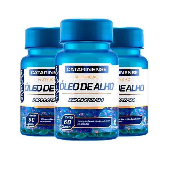 Kit 3x Óleo de Alho Desodorizado de 60 Cápsulas Catarinense Menor preço em Kit 3x Óleo de Alho Desodorizado de 60 Cápsulas Catarinense