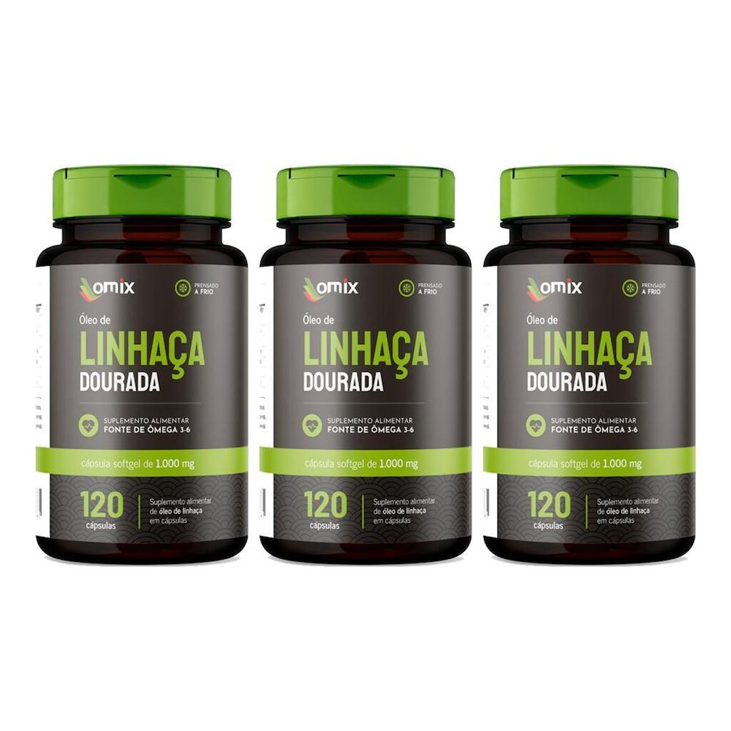 Kit 3x - Óleo de Linhaça (1 g) - 120 cápsulas - Omix