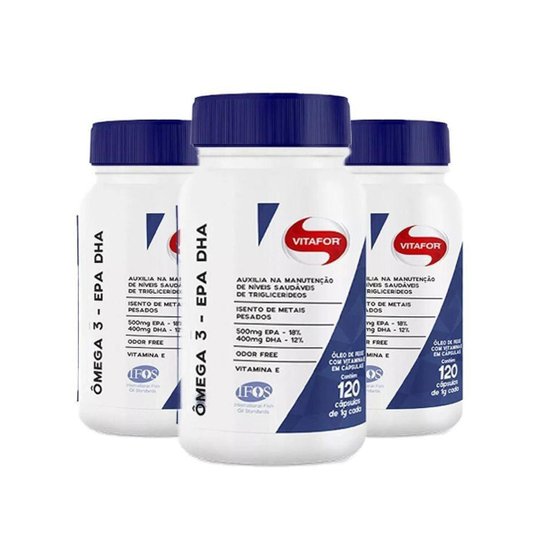 Kit 3X Ômega 3 EPA/DHA 120 cápsulas Vitafor Menor preço em Kit 3X Ômega 3 EPA/DHA 120 cápsulas Vitafor