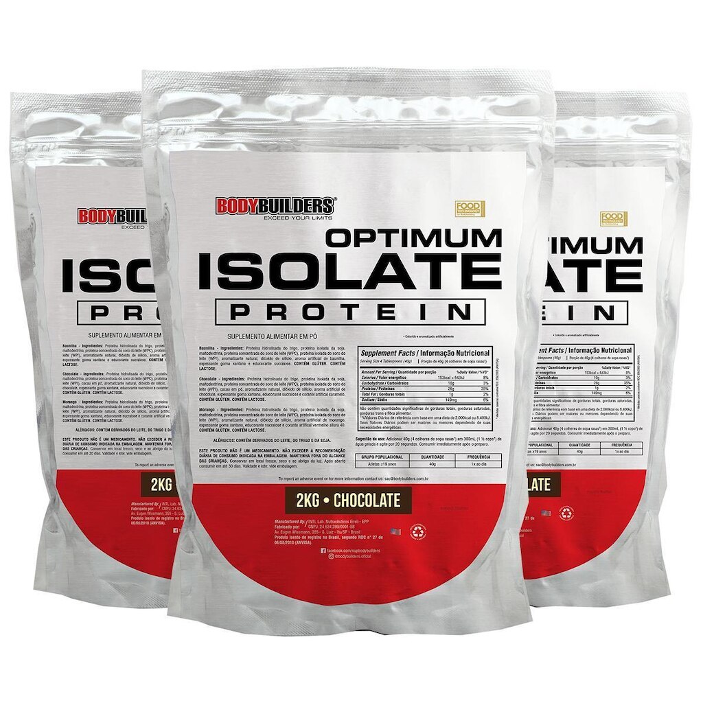 Kit 3x Optimum Isolate Whey Protein 2kg - Bodybuilders