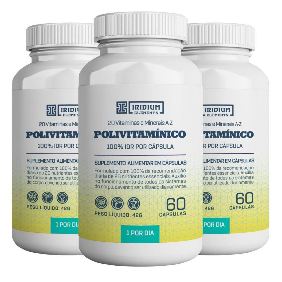Kit 3x Polivitamínico - Iridium Elements Menor preço em Kit 3x Polivitamínico - Iridium Elements