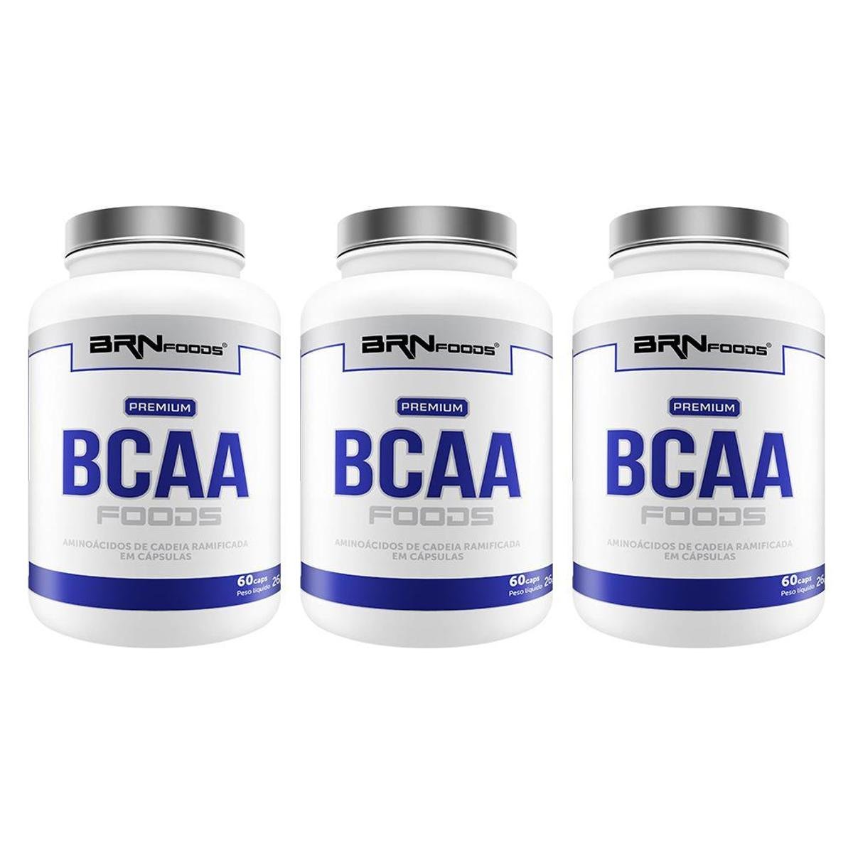 Kit 3x PREMIUM BCAA 60 caps BRN Foods