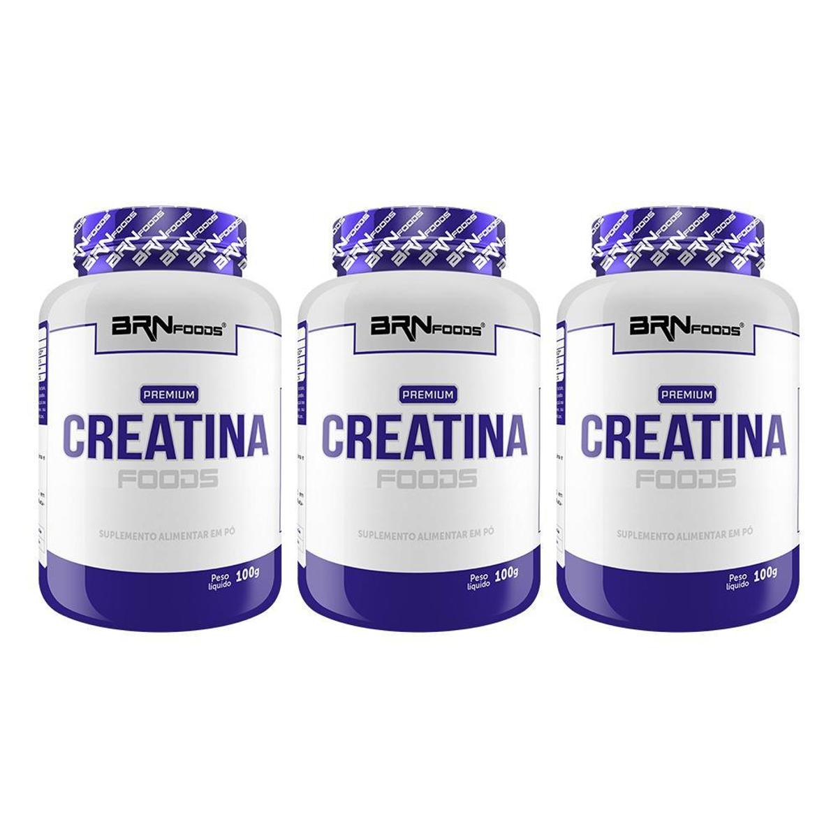 KIT 3x PREMIUM Creatina 100g - BRN Foods Menor preço em KIT 3x PREMIUM Creatina 100g - BRN Foods