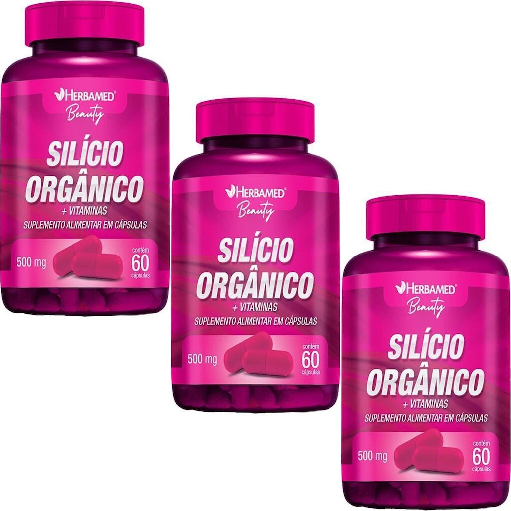 Kit 3X Silício Orgânico + Vitaminas - 60 Cápsulas - Herbamed